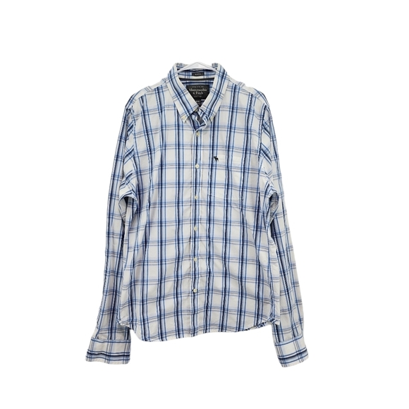 Abercrombie & Fitch Men's 100% Cotton Plaid Long Sleeve Button Down Shirt - XXL - Picture 1 of 8